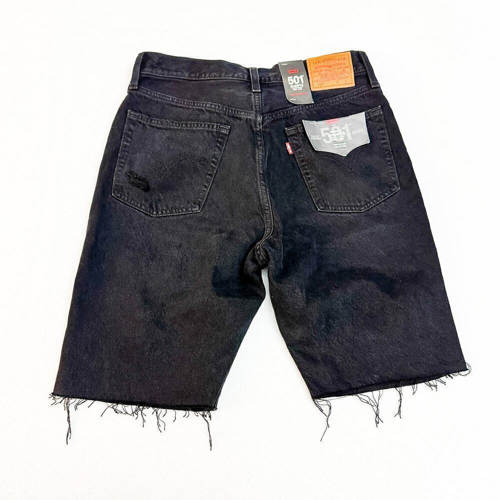 Levi's 501 High Rise Non Stretch Black Shorts Button Fly Denim Jeans SIze 28 NWT - Picture 8 of 8